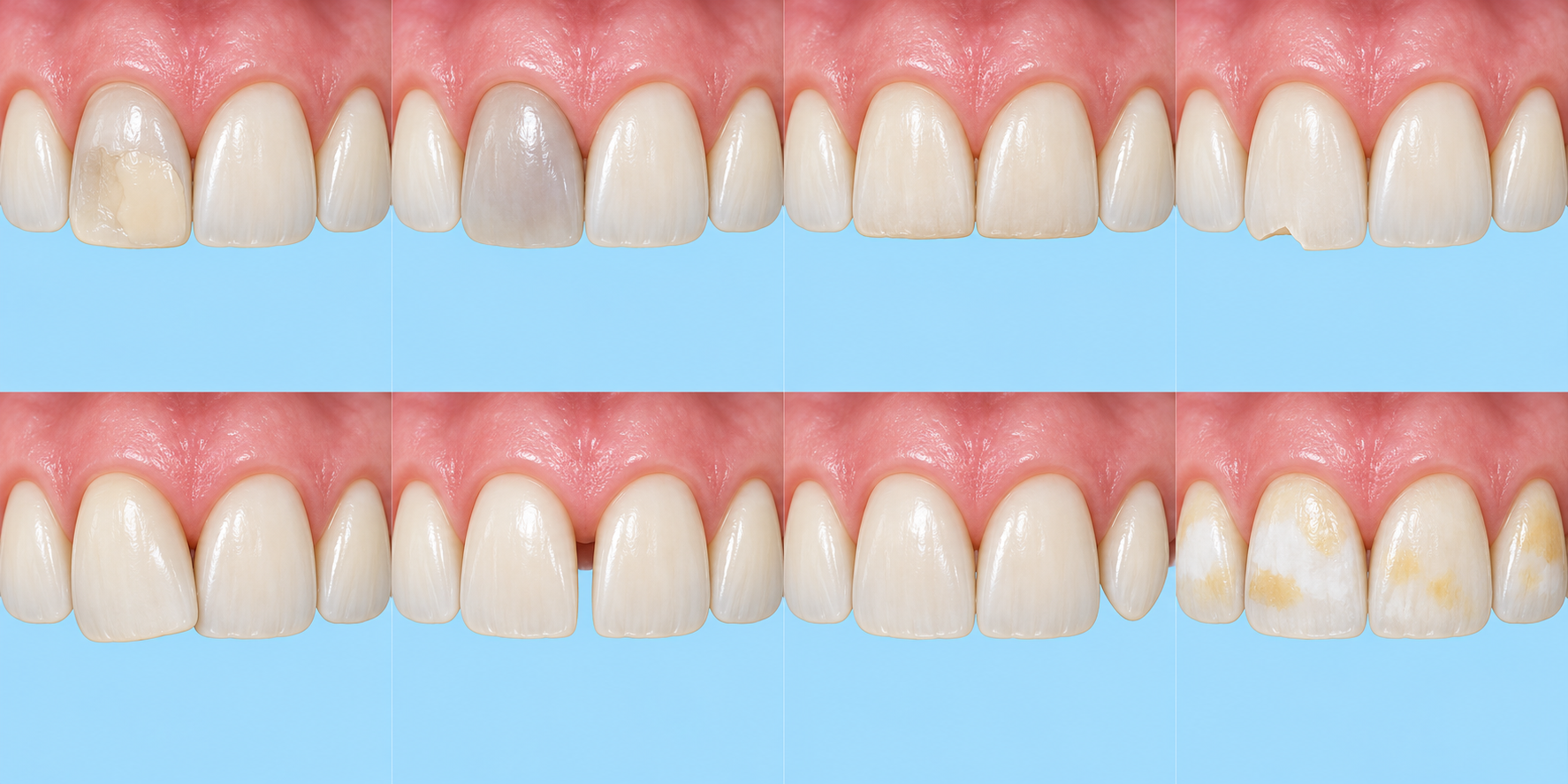 Dente con una ricostruzione estesa e scolorita